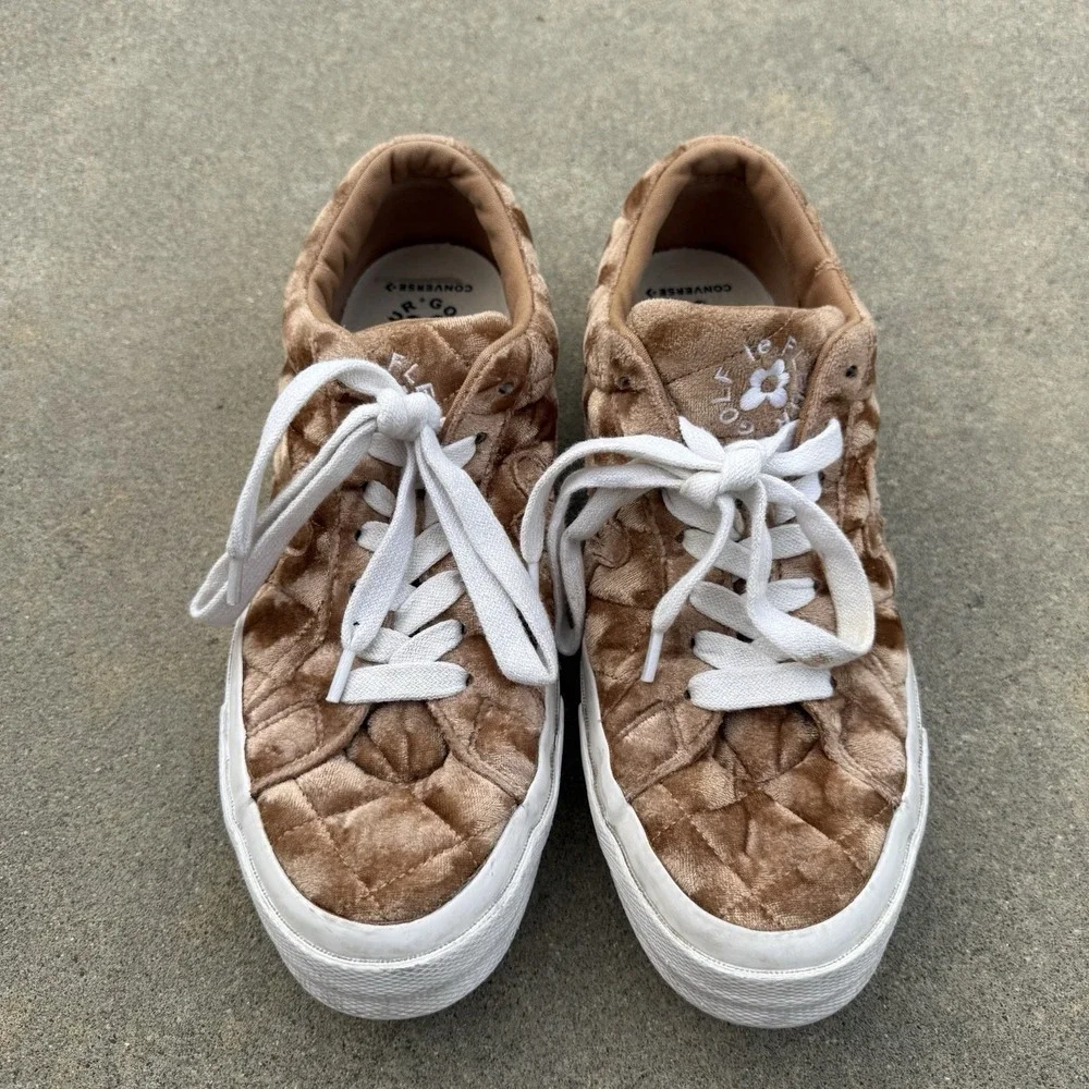 Converse Golf Le Fleur One Star Ox Velvet Sneaker Shoes Brown Suede Sz‎ M9/W11